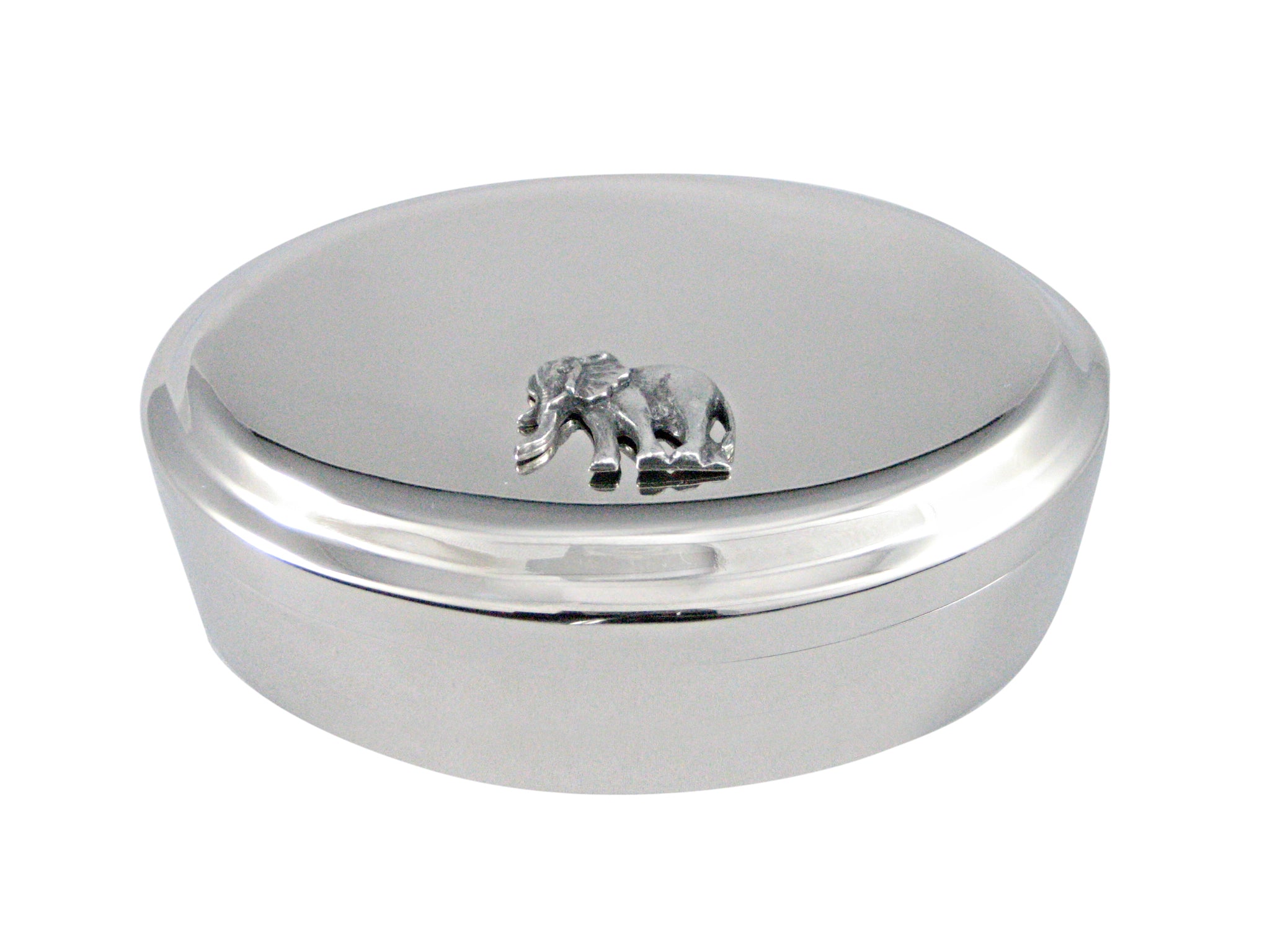 Textured Elephant Pendant Oval Trinket Jewelry Box