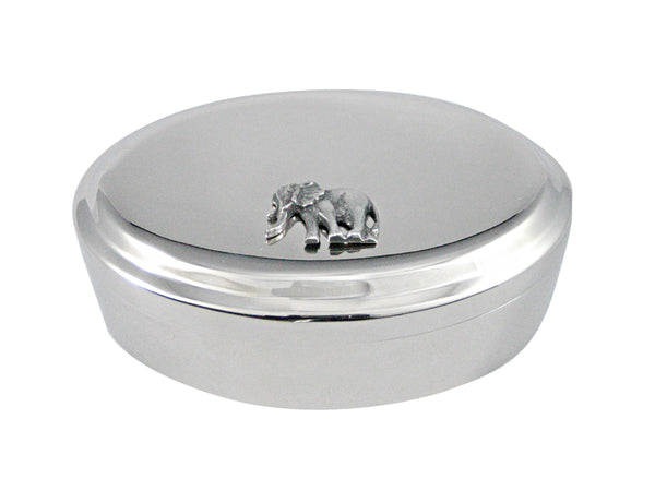 Textured Elephant Pendant Oval Trinket Jewelry Box