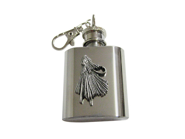 Textured Fishing Fly 1 Oz. Stainless Steel Key Chain Flask