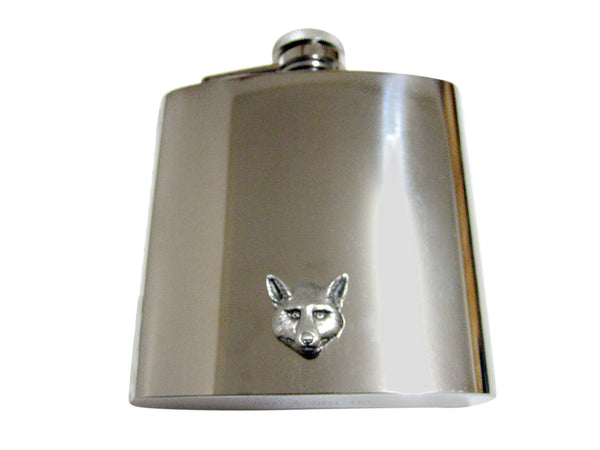 Textured Fox Head 6 Oz. Stainless Steel Flask