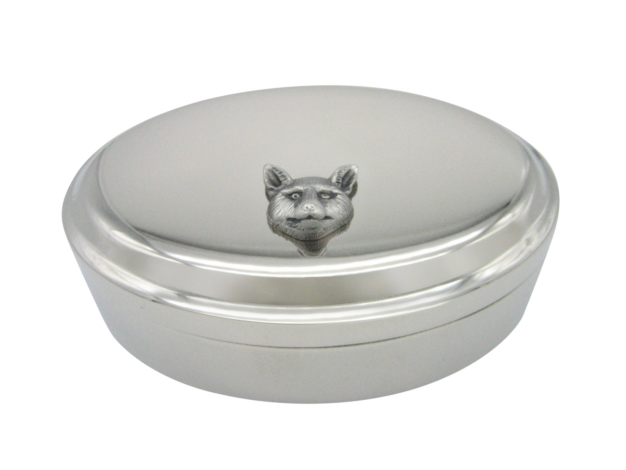 Textured Fox Head Pendant Oval Trinket Jewelry Box