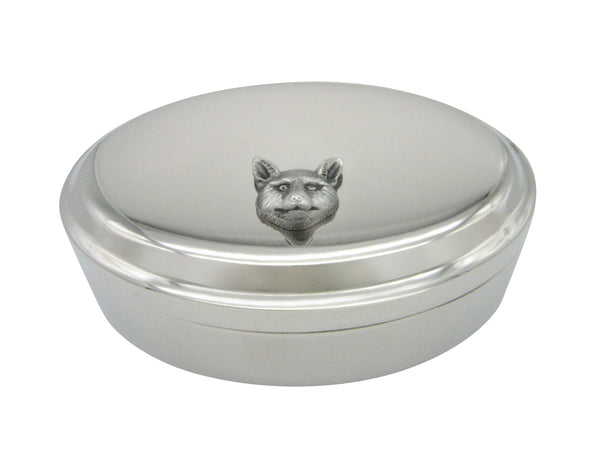 Textured Fox Head Pendant Oval Trinket Jewelry Box