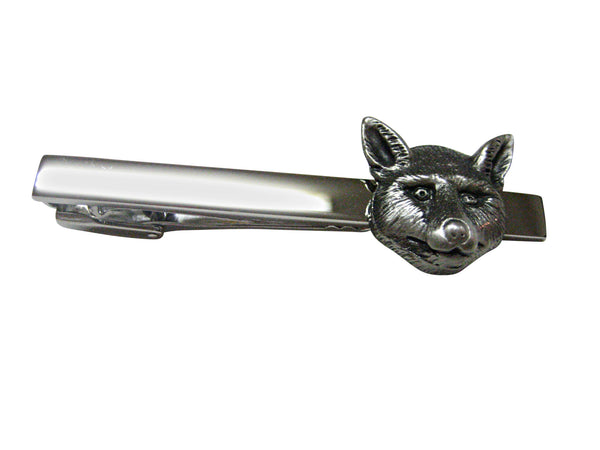 Textured Fox Head Square Tie Clip