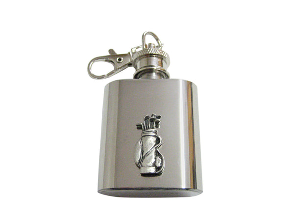 Textured Golf Clubs 1 Oz. Stainless Steel Key Chain Flask