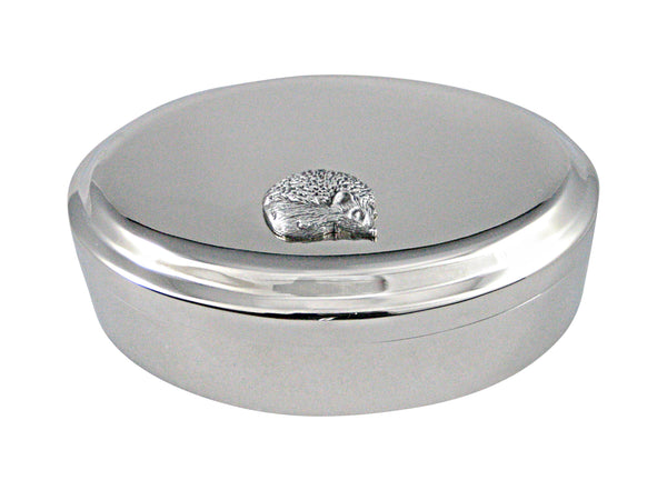 Textured Hedgehog Pendant Oval Trinket Jewelry Box