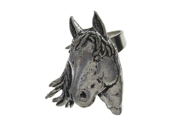 Textured Horse Head Adjustable Size Fashion Ring