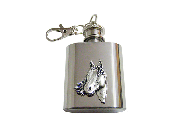 Textured Horse Head 1 Oz. Stainless Steel Key Chain Flask