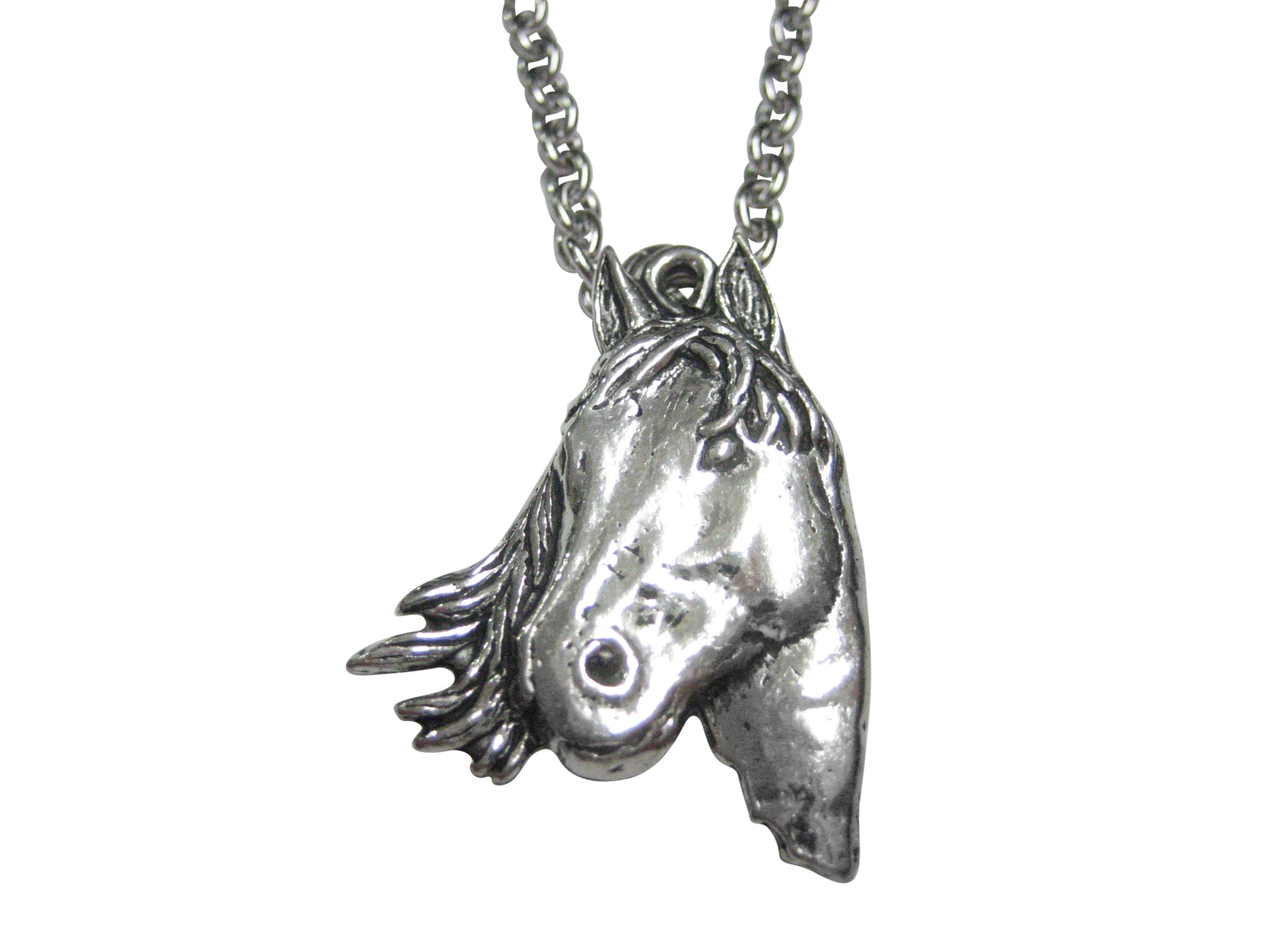 Textured Horse Head Pendant Necklace