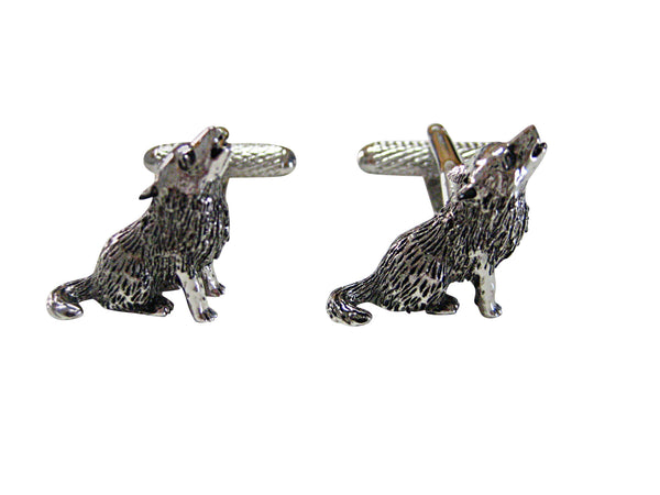 Textured Howling Wolf Cufflinks