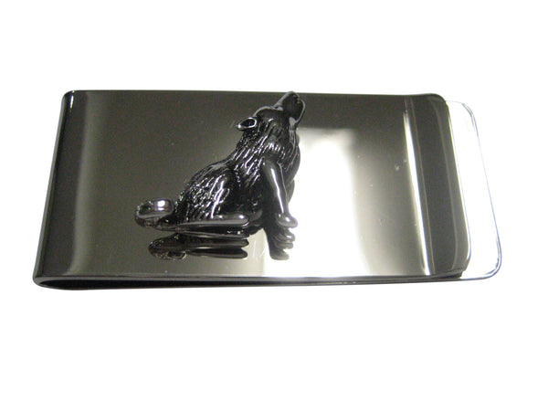 Textured Howling Wolf Money Clip