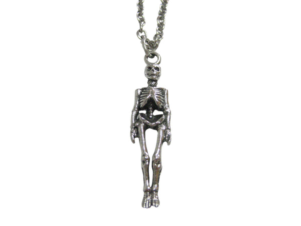 Textured Human Skeleton Pendant Necklace