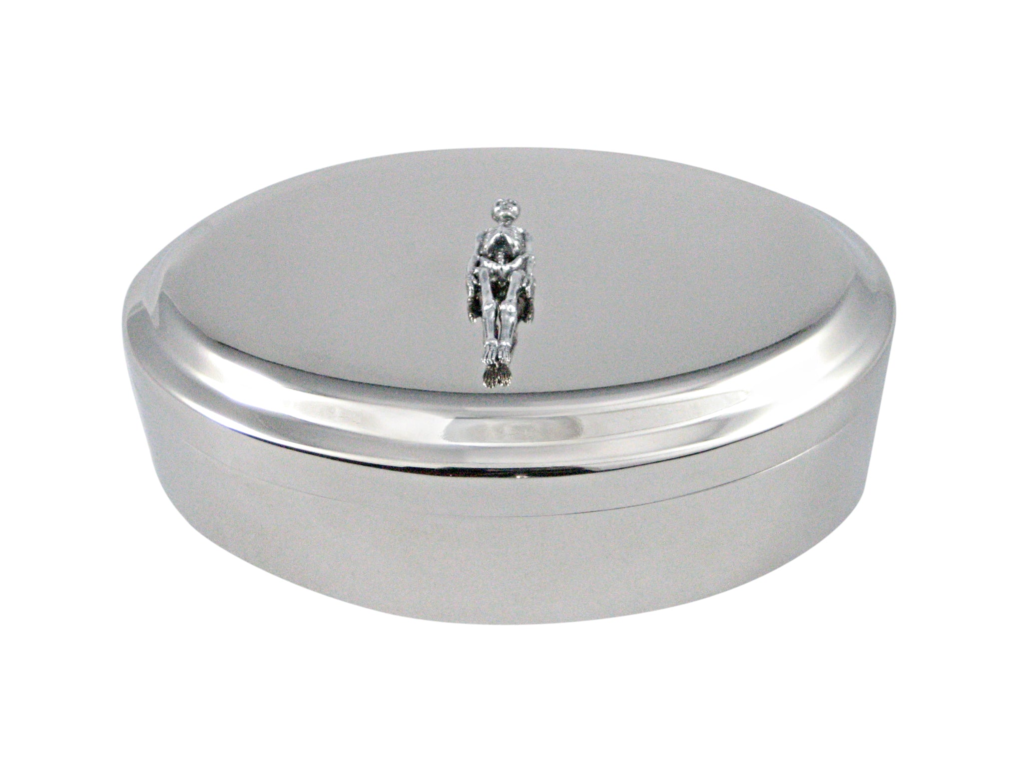 Textured Human Skeleton Pendant Oval Trinket Jewelry Box