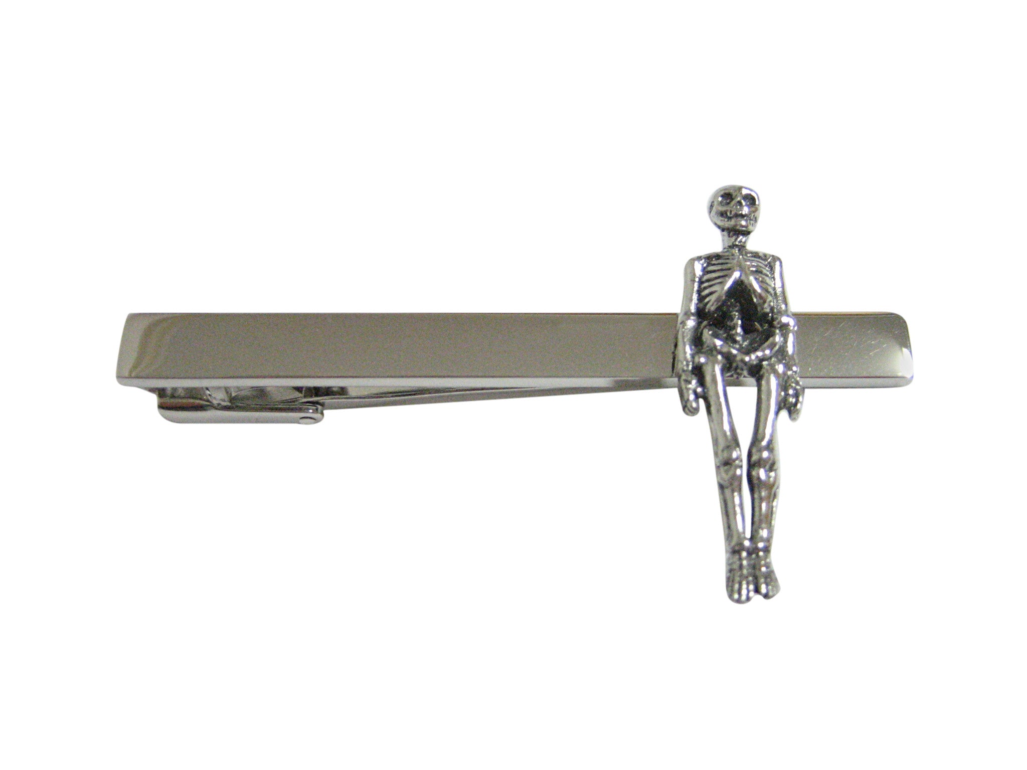 Textured Human Skeleton Square Tie Clip