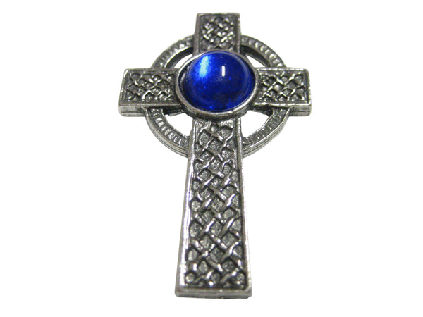 Textured Large Celtic Cross with Blue Center Pendant Magnet