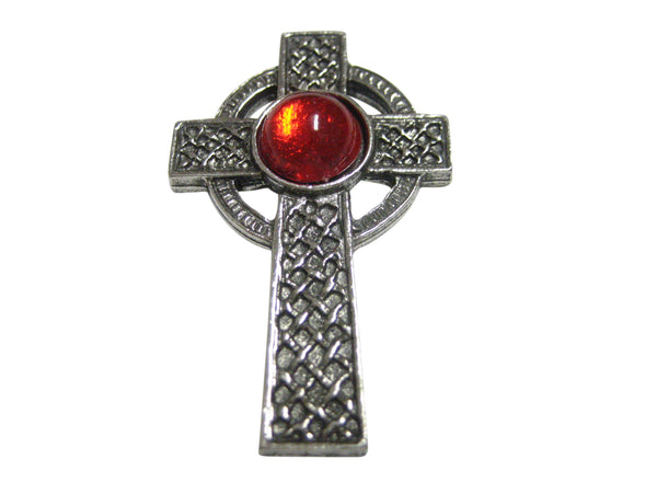 Textured Large Celtic Cross with Red Center Pendant Magnet