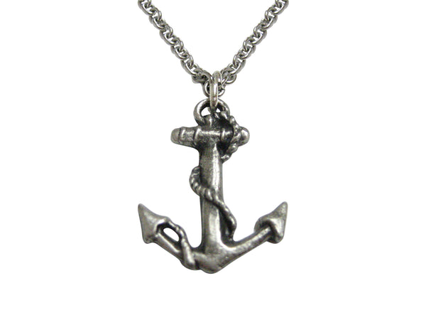 Textured Nautical Anchor Pendant Necklace