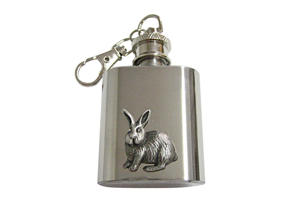 Textured Rabbit Hare 1 Oz. Stainless Steel Key Chain Flask