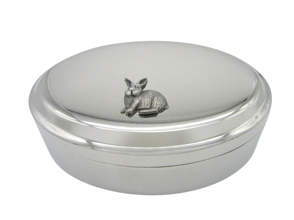 Textured Rabbit Hare Pendant Oval Trinket Jewelry Box