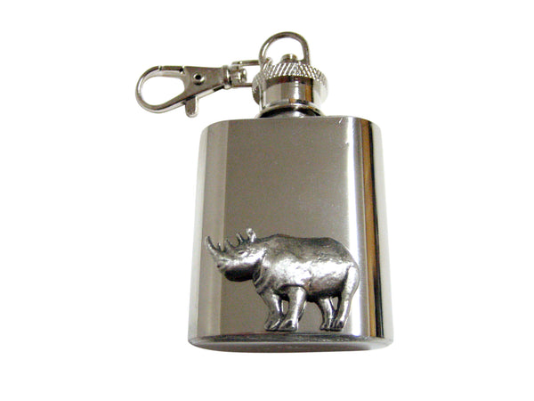 Textured Rhino 1 Oz. Stainless Steel Key Chain Flask