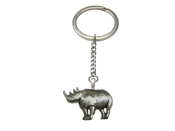 Textured Rhino Pendant Keychain