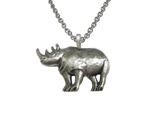 Textured Rhino Pendant Necklace