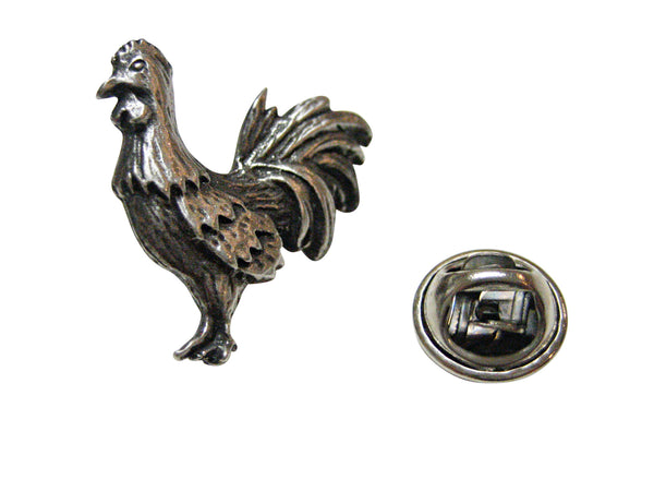 Textured Rooster Chicken Bird Lapel Pin