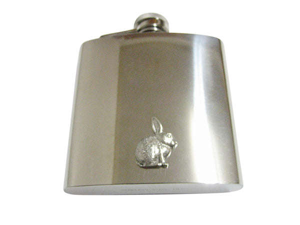 Textured Round Hare Rabbit 6 Oz. Stainless Steel Flask