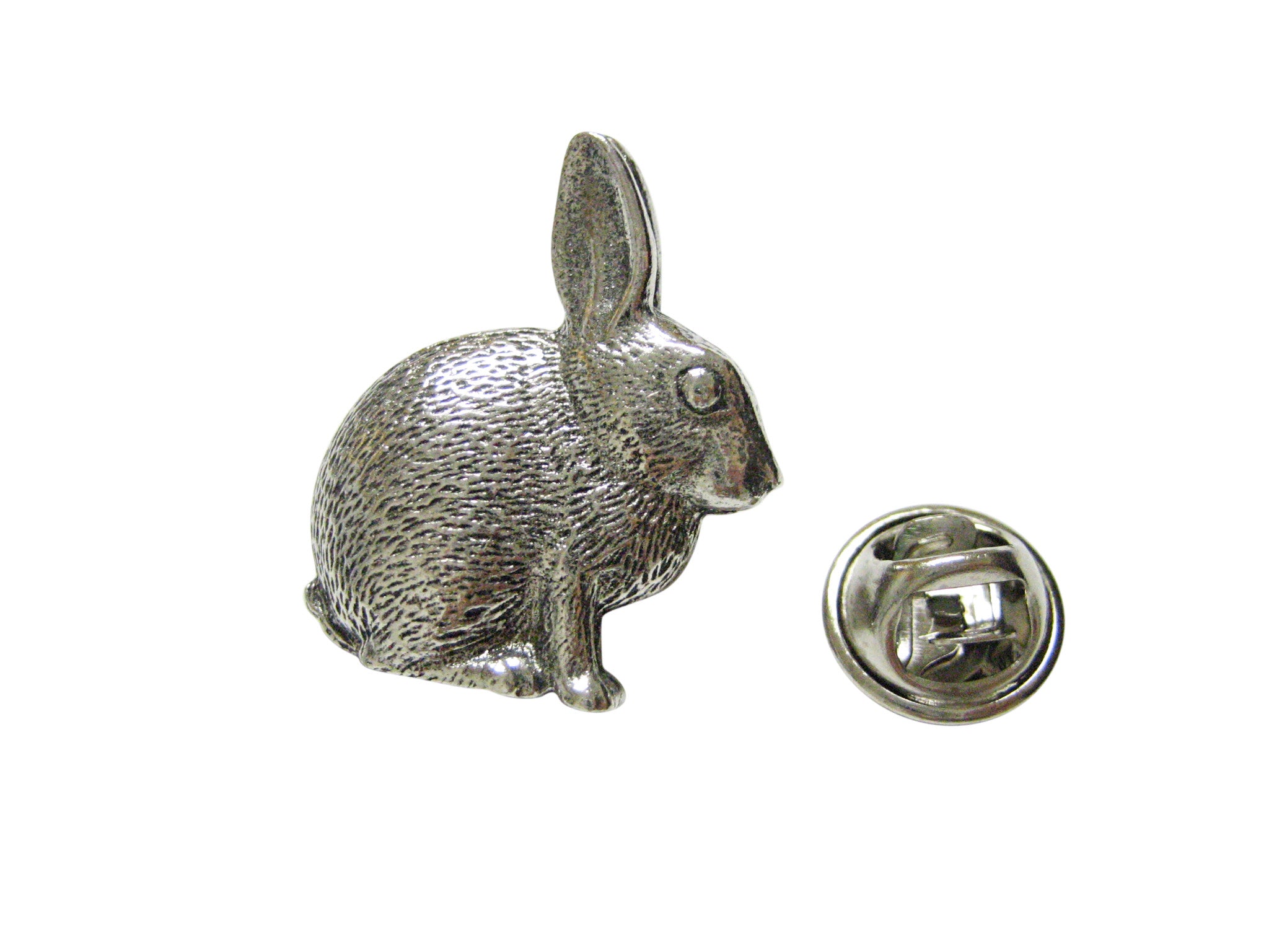 Textured Round Hare Rabbit Lapel Pin