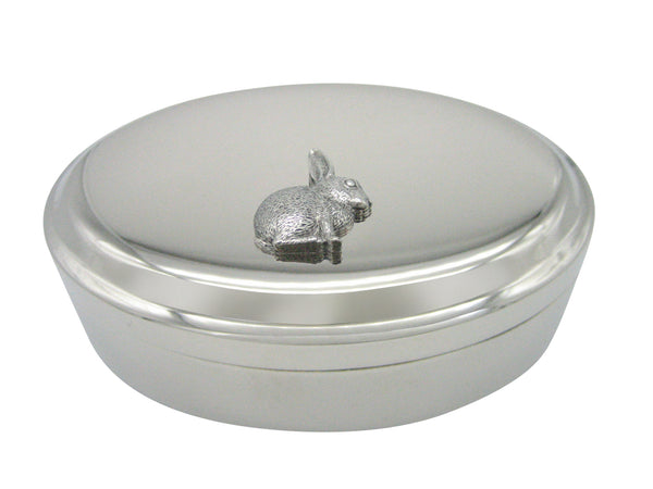 Textured Round Hare Rabbit Pendant Oval Trinket Jewelry Box