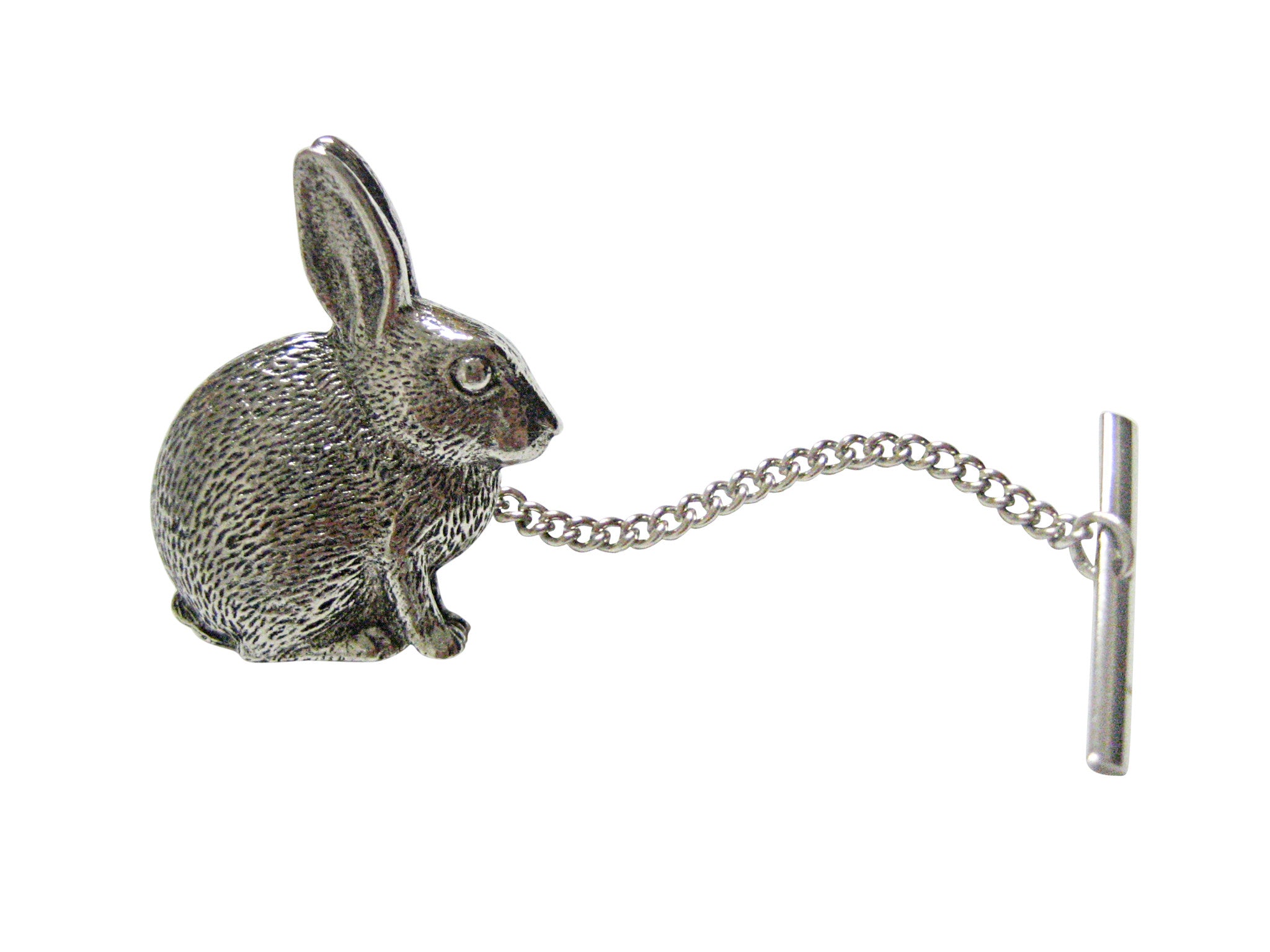 Running Rabbit Tie Bar Textured Round Hare Rabbit Tie Tack - Kiola Designs