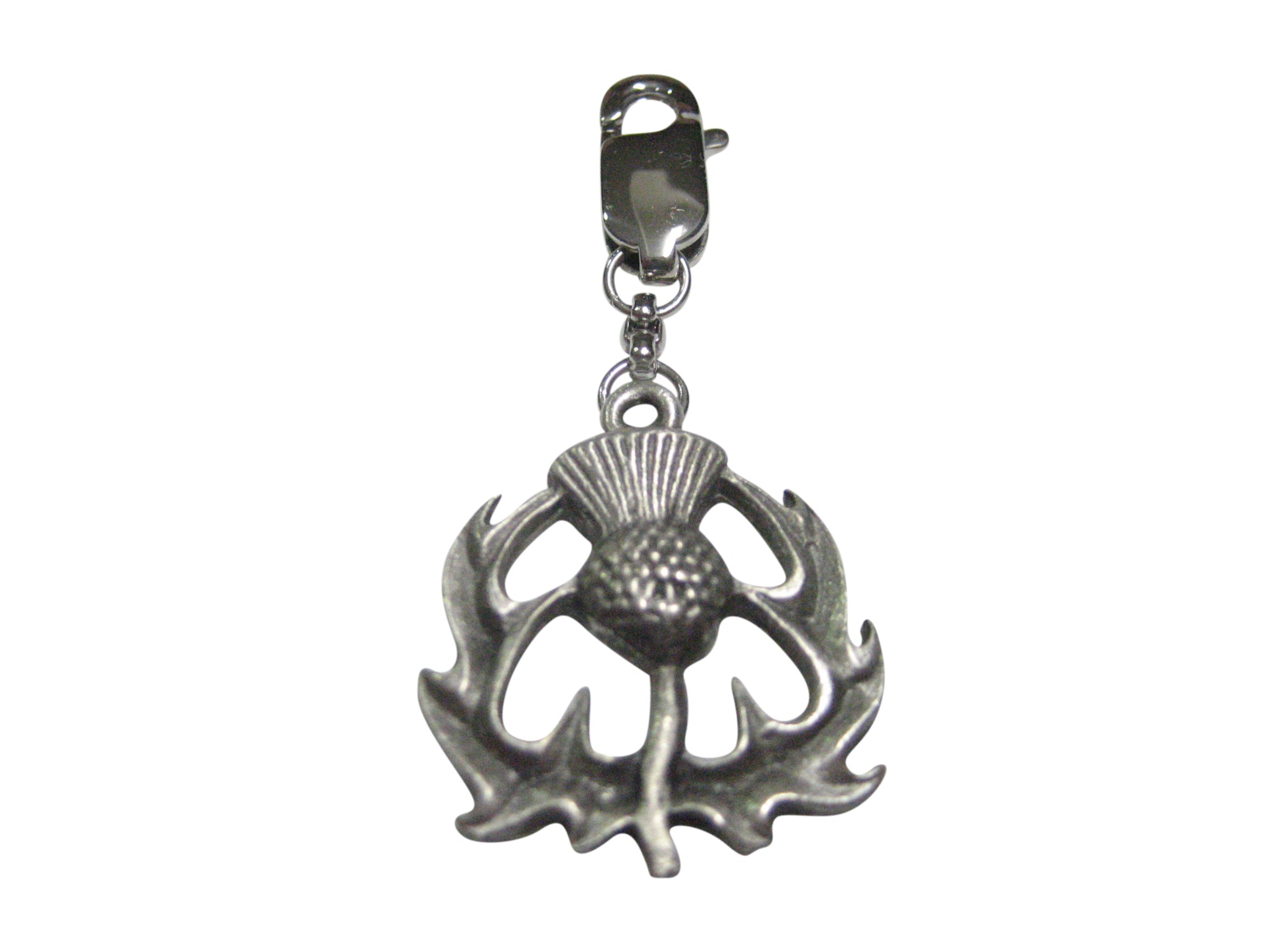 Textured Scottish Thistle Pendant Zipper Pull Charm