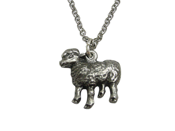Textured Sheep Pendant Necklace
