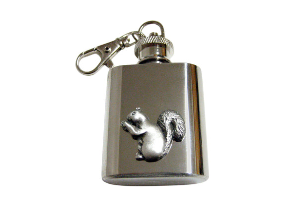 Textured Squirrel 1 Oz. Stainless Steel Key Chain Flask