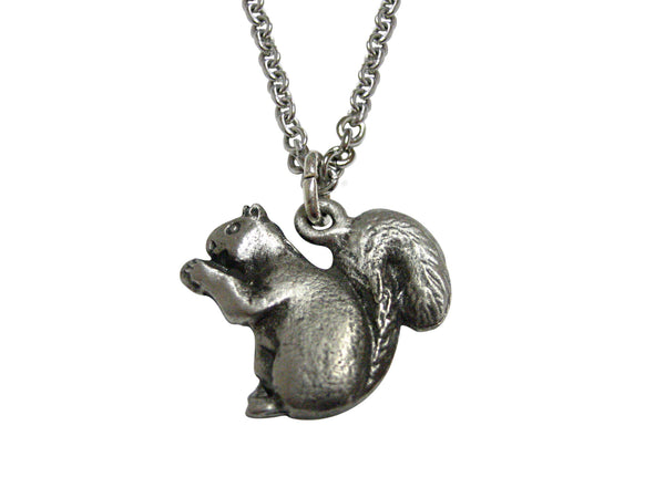 Textured Squirrel Pendant Necklace