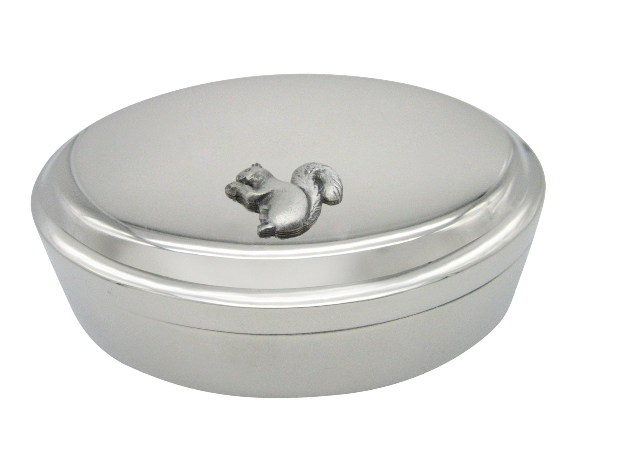 Textured Squirrel Pendant Oval Trinket Jewelry Box
