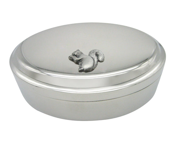 Textured Squirrel Pendant Oval Trinket Jewelry Box