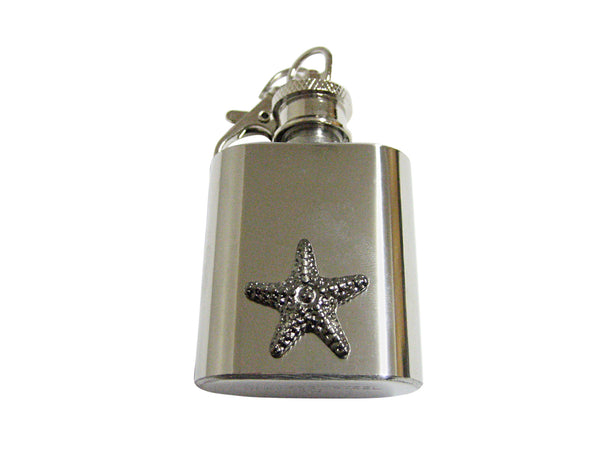 Textured Starfish 1 Oz. Stainless Steel Key Chain Flask