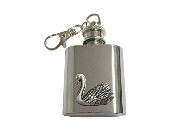 Textured Swan Bird 1 Oz. Stainless Steel Key Chain Flask