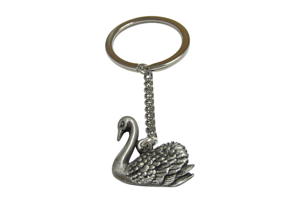 Textured Swan Bird Pendant Keychain
