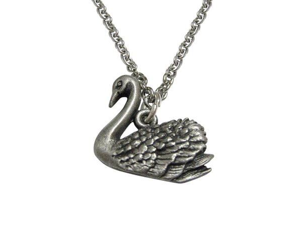 Textured Swan Bird Pendant Neckalce