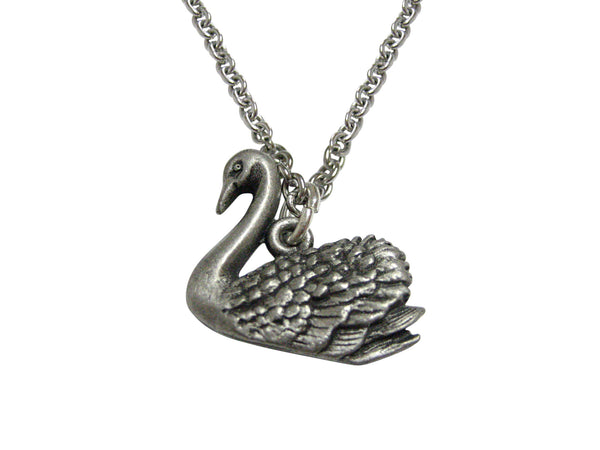 Textured Swan Bird Pendant Necklace