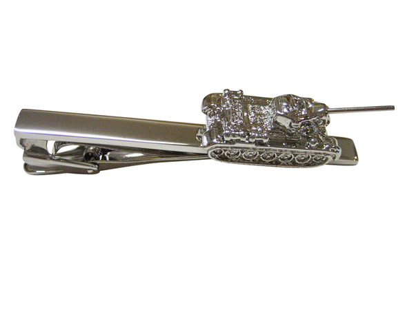 Silver Toned Textured Tank Square Tie Clip