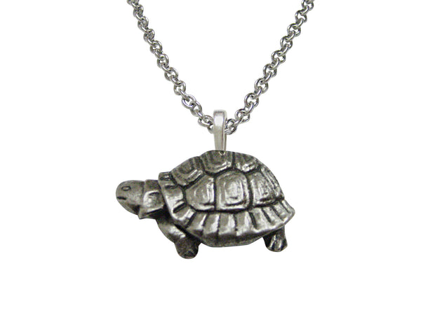 Textured Turtle Tortoise Pendant Necklace