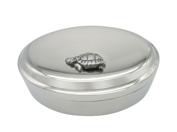 Textured Turtle Tortoise Pendant Oval Trinket Jewelry Box