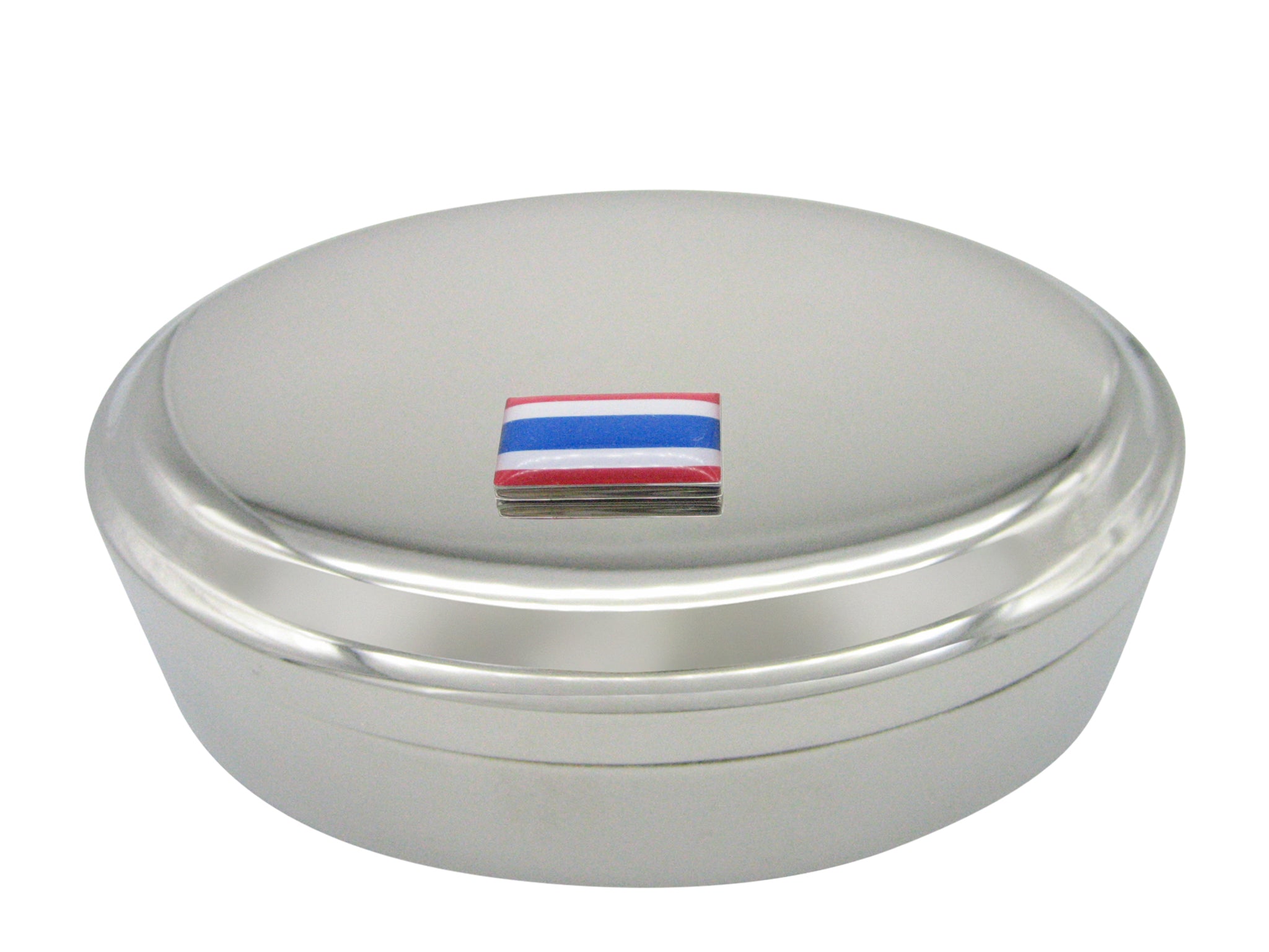 Thailand Flag Pendant Oval Trinket Jewelry Box