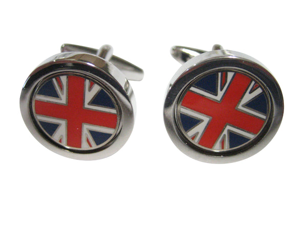 Thick Bordered Circular United Kingdom Union Jack Great Britain Cufflinks
