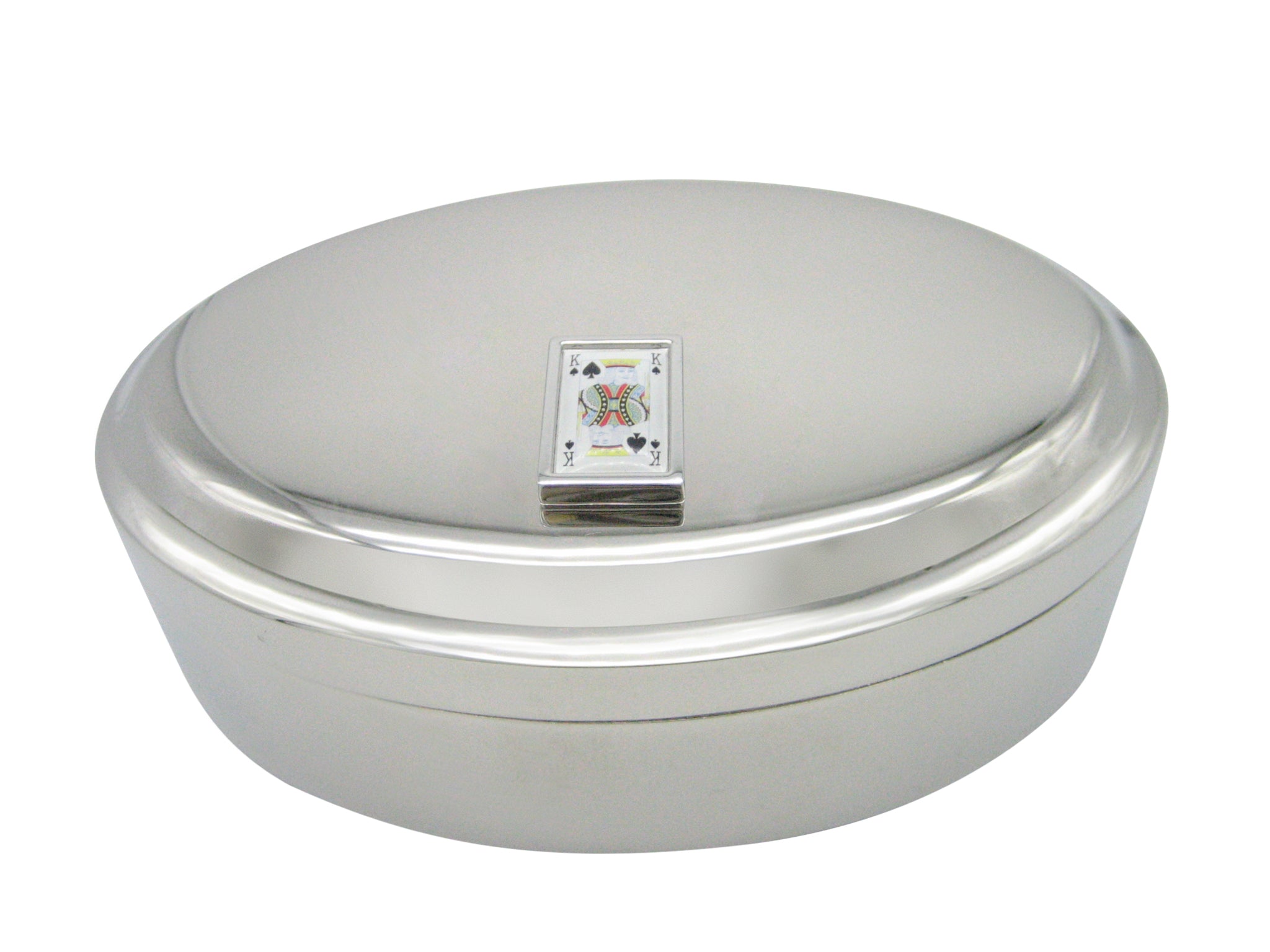 Thick Bordered King of Spades Pendant Oval Trinket Jewelry Box