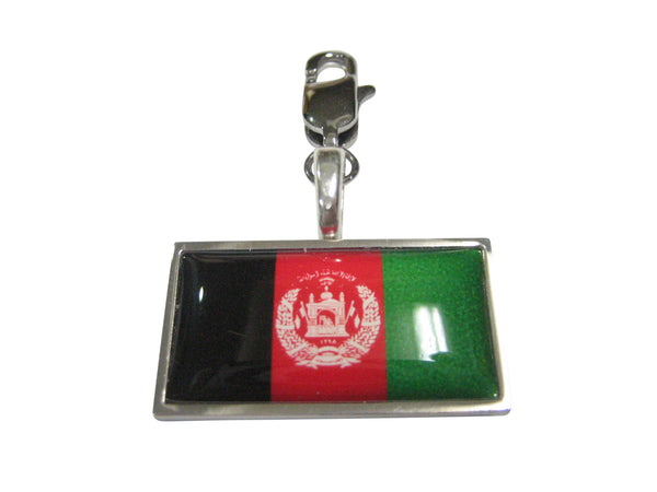 Thin Bordered Afghanistan Flag Pendant Zipper Pull Charm