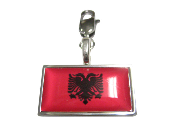 Thin Bordered Albania Flag Pendant Zipper Pull Charm