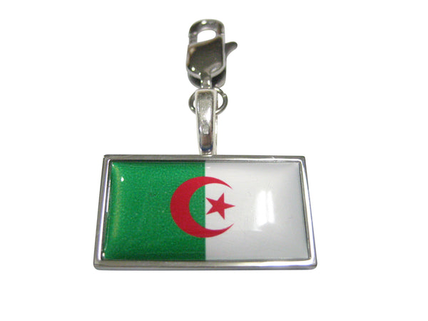 Thin Bordered Algeria Flag Pendant Zipper Pull Charm